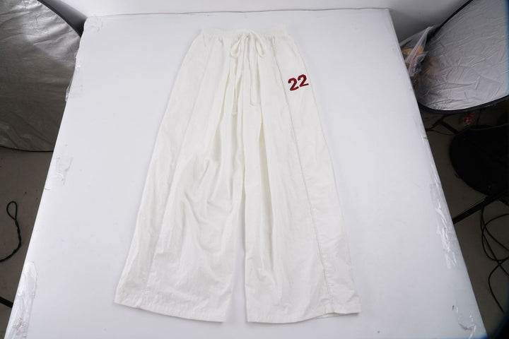 Damen Weite Leinenhose mit hohem Elastikbund, Kordelzug und legerem Palazzoschnitt – Avélisse