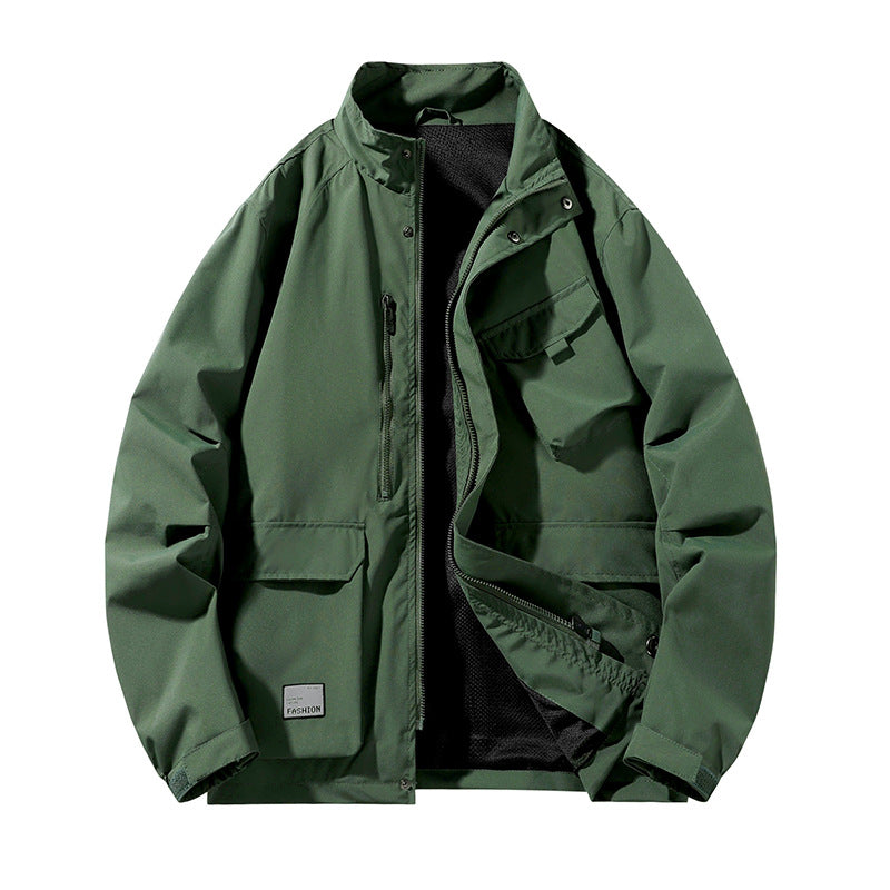 Herren Leichte Utility-Fieldjacke mit Stehkragen, Mehrfach-Taschen und atmungsaktivem Meshfutter Echo Archiv