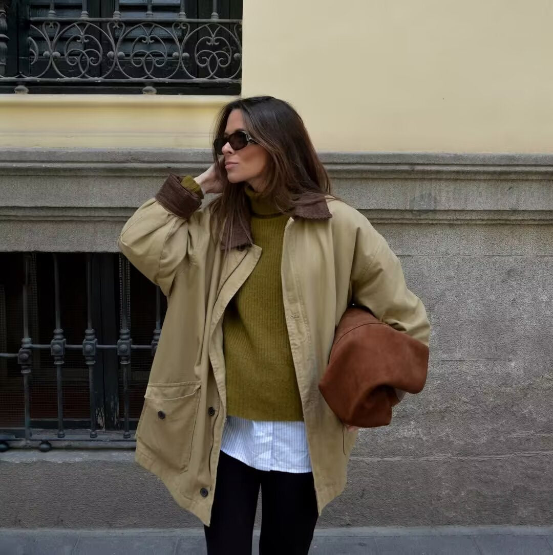Damen nan kurze Utility-Fieldjacke mit Cordkragen, oversized Schnitt und aufgesetzten Klappentaschen Echo Archiv