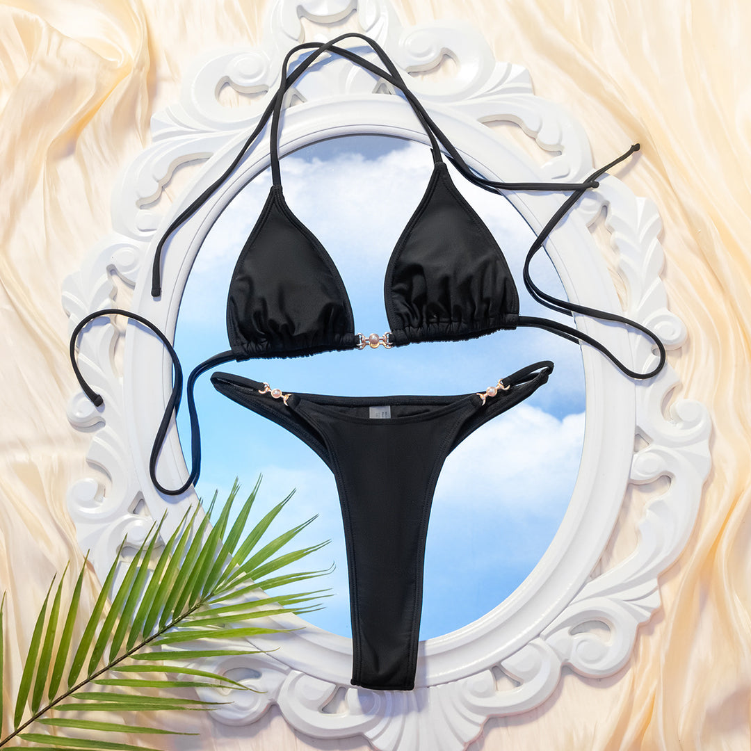 Damen Triangel-Bikini mit elegantem Goldverschluss und verstellbaren Bändern Echo Archiv