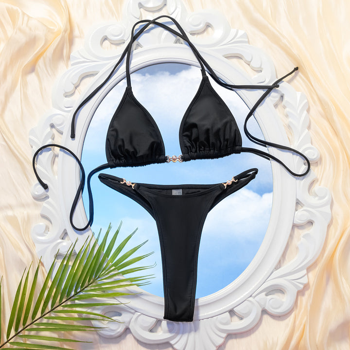 Damen Triangel-Bikini mit elegantem Goldverschluss und verstellbaren Bändern Echo Archiv
