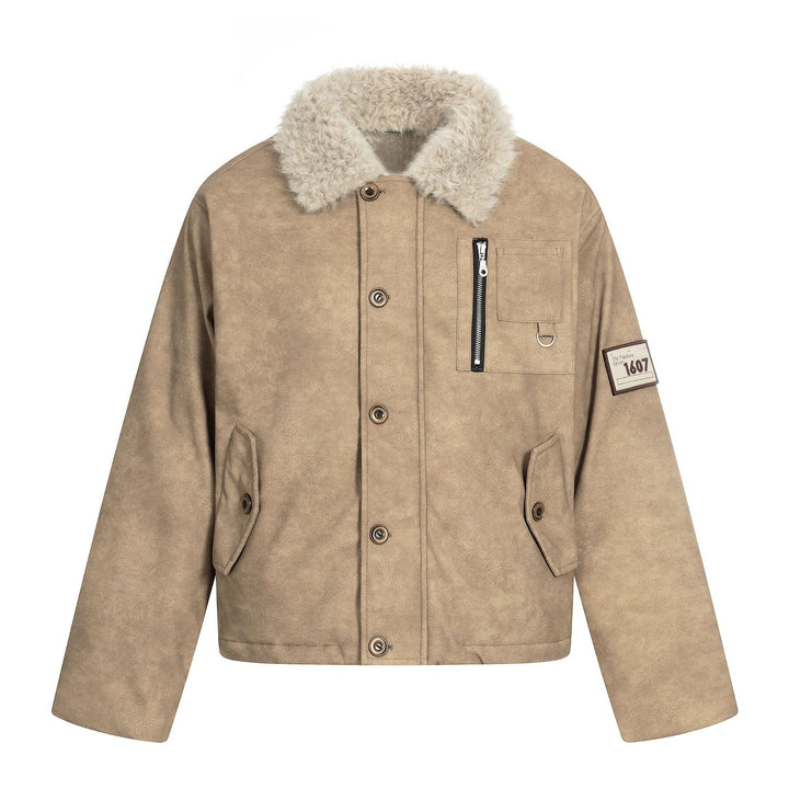 Herren Kurzblouson im Retro‑Military‑Look mit Teddyfellkragen und funktionalen Brusttaschen Echoarchiv