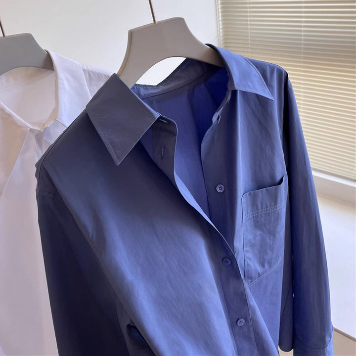Damen Klassische Hemdbluse mit breitem Kragen Echoarchiv
