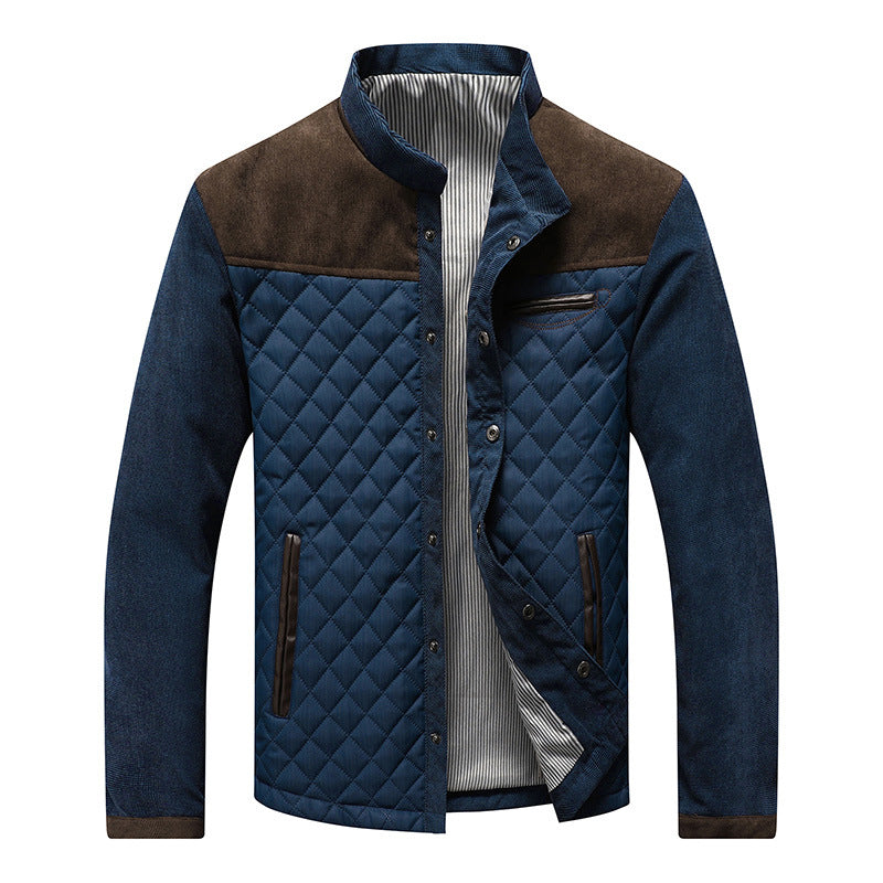 Herren Steppjacke mit Diamantsteppung, Kontrastbesatz und Stehkragen Echoarchiv
