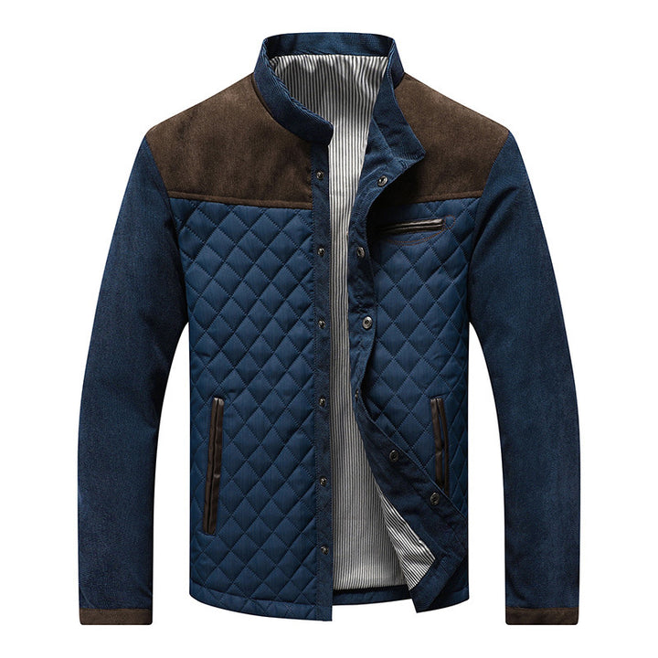 Herren Steppjacke mit Diamantsteppung, Kontrastbesatz und Stehkragen Echoarchiv