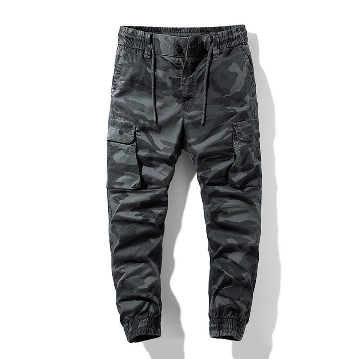 Herren Camouflage-Utility-Cargohose im Joggerstil mit Tunnelzugbund und verstärkten Kniepartien Echo Archiv