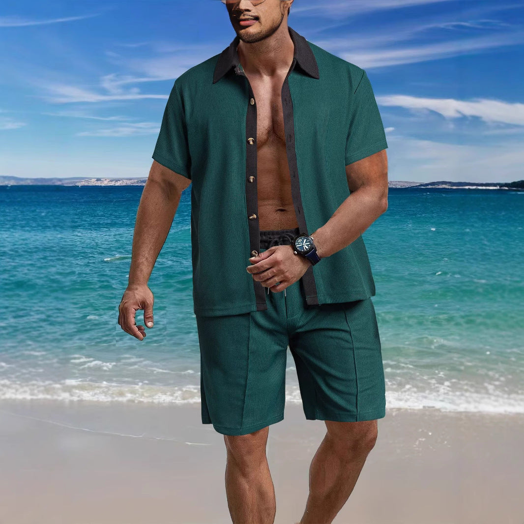 Herren Freizeit Kurzarmhemd und Shorts Set Echoarchiv