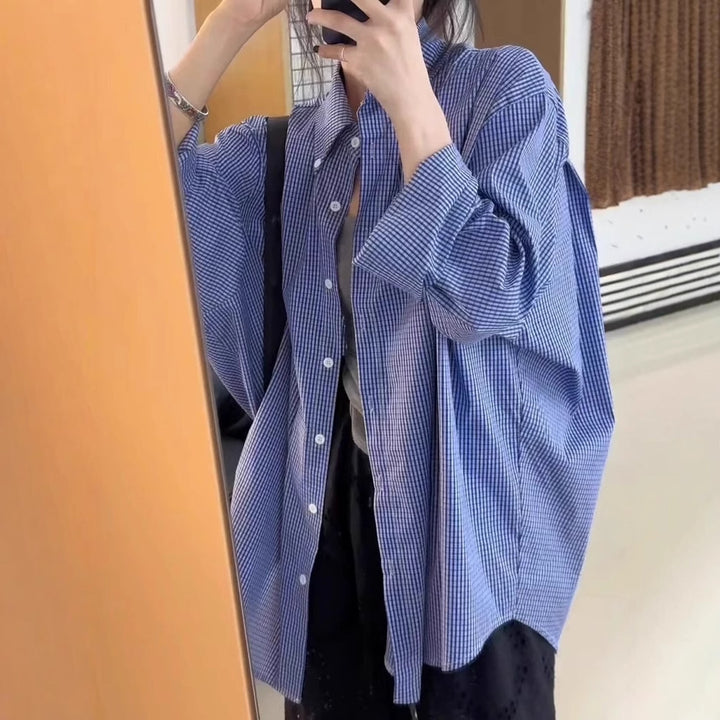 Damen Oversize-Hemd mit Vichy-Karo, weitem Fall und durchgehender Knopfleiste Echoarchiv