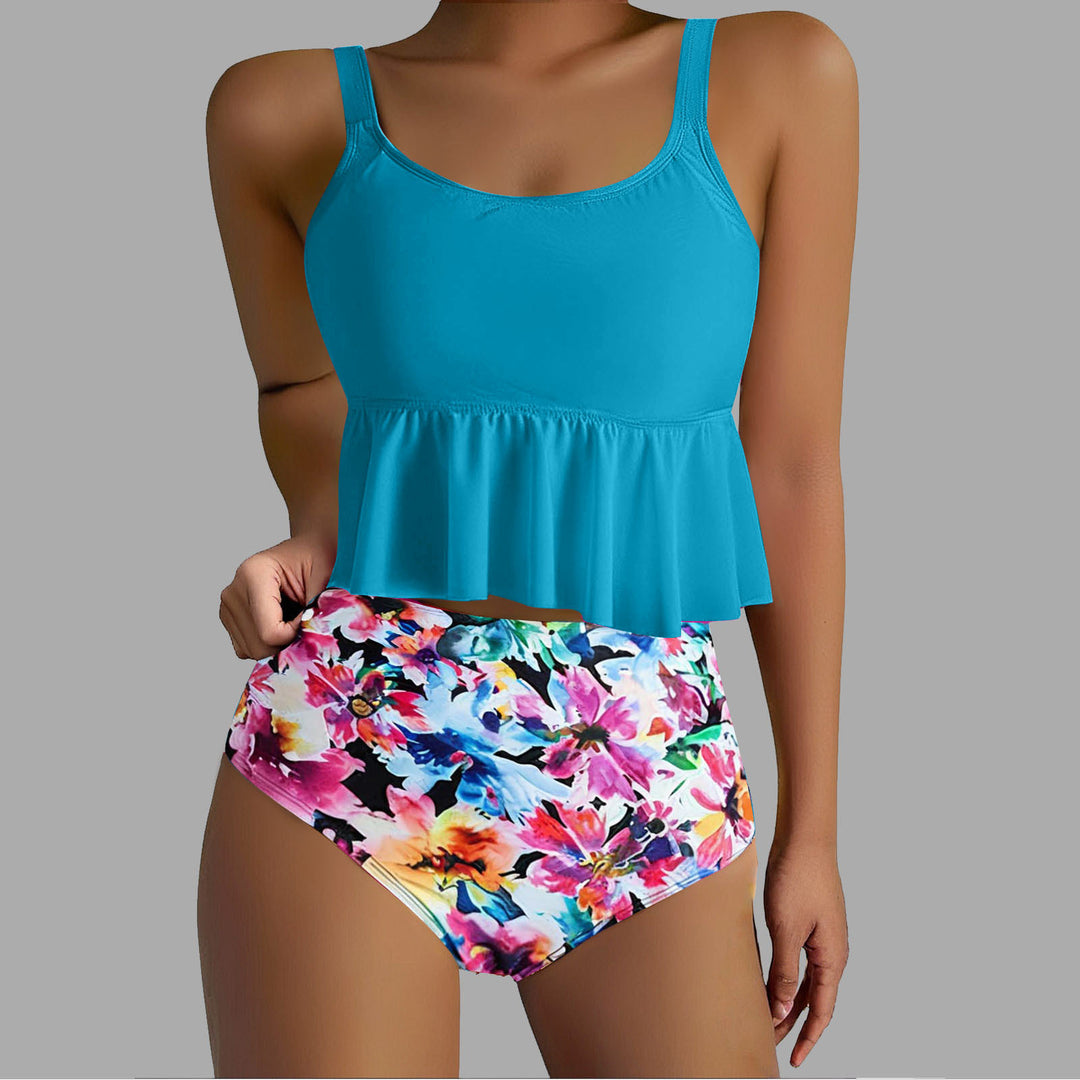 Damen Tankini-Set mit fließendem Oberteil und hoher Taille Echo Archiv