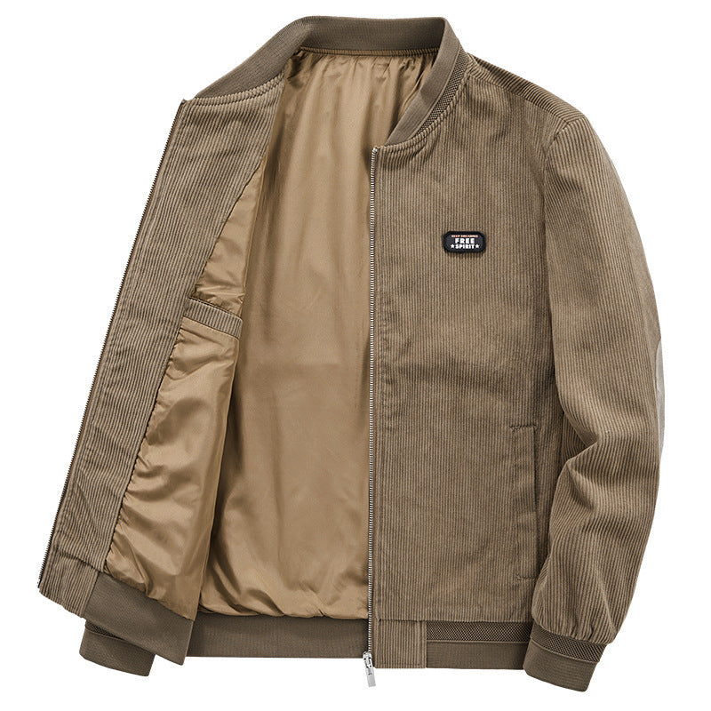 Herren Leichter Cordblouson mit wattiertem Innenfutter, Rippbündchen und Logo-Patch – Taviero