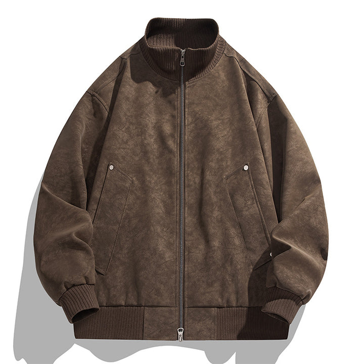 Herren Oversized Wildlederoptik-Bomberjacke mit Stehkragen und gerippten Bündchen Echo Archiv