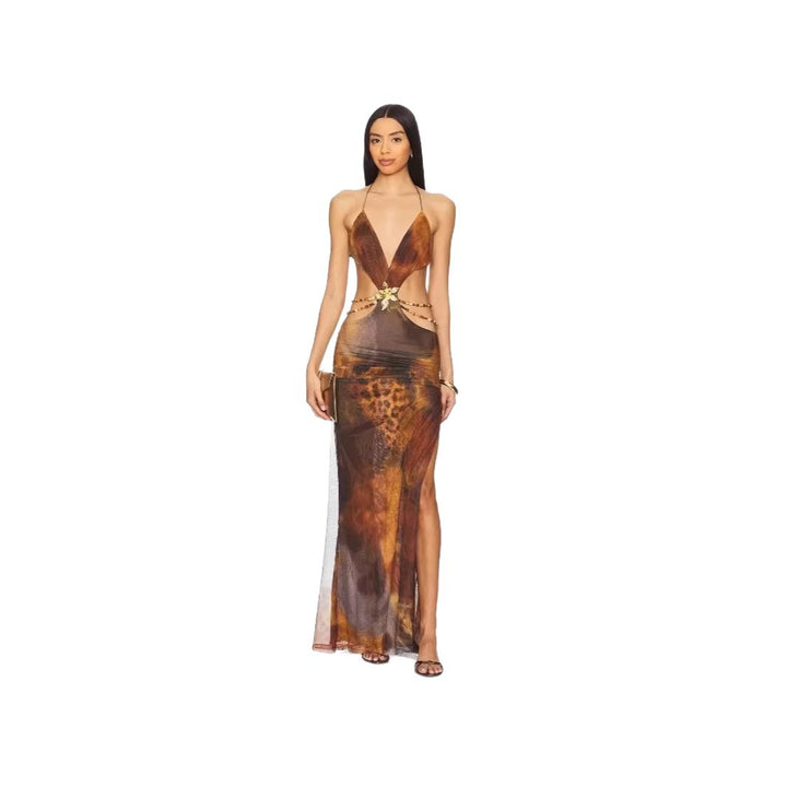 Damen Maxi-Kleid mit verführerischem tiefem Ausschnitt und elegantem Schnitt Echo Archiv