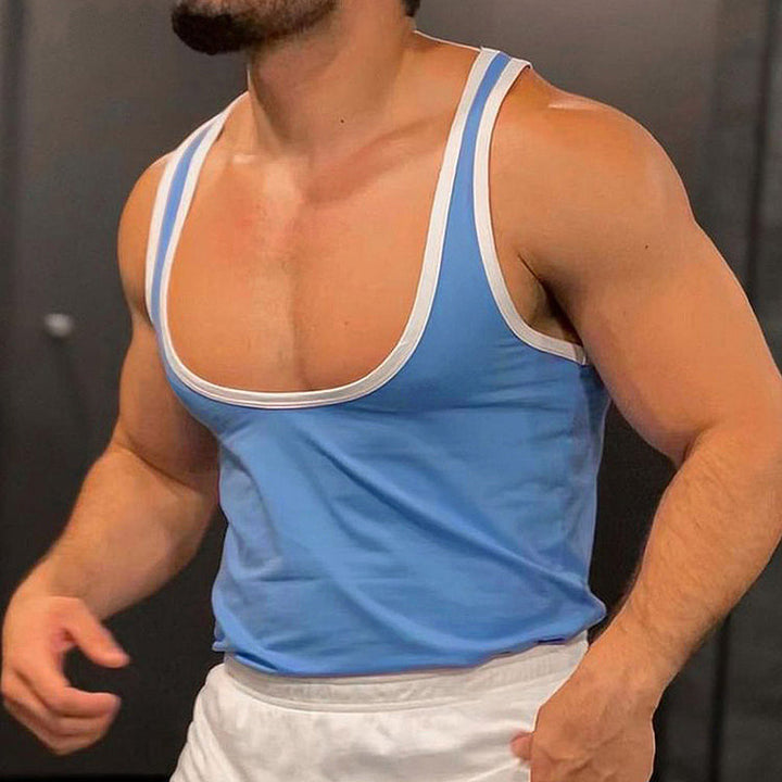 Herren nan sportliches ärmelloses Muskelshirt mit Kontrastbesatz Echo Archiv