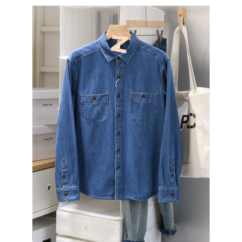 Herren Klassisches Denim-Hemd mit Brusttaschen Echo Archiv