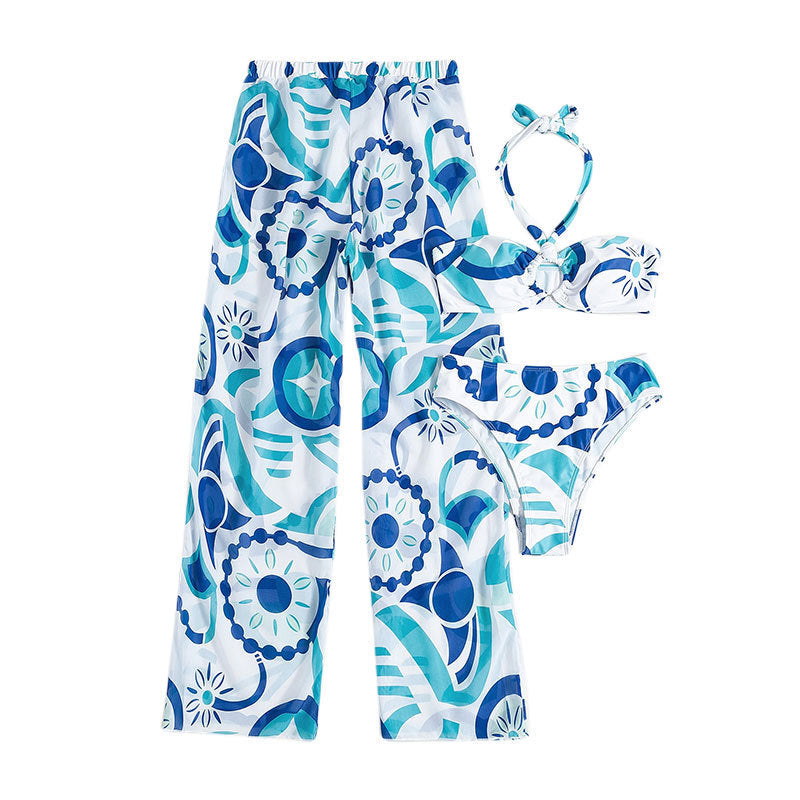 Damen Bikini-Set mit Bandeau-Oberteil und weitem Beinausschnitt Echo Archiv