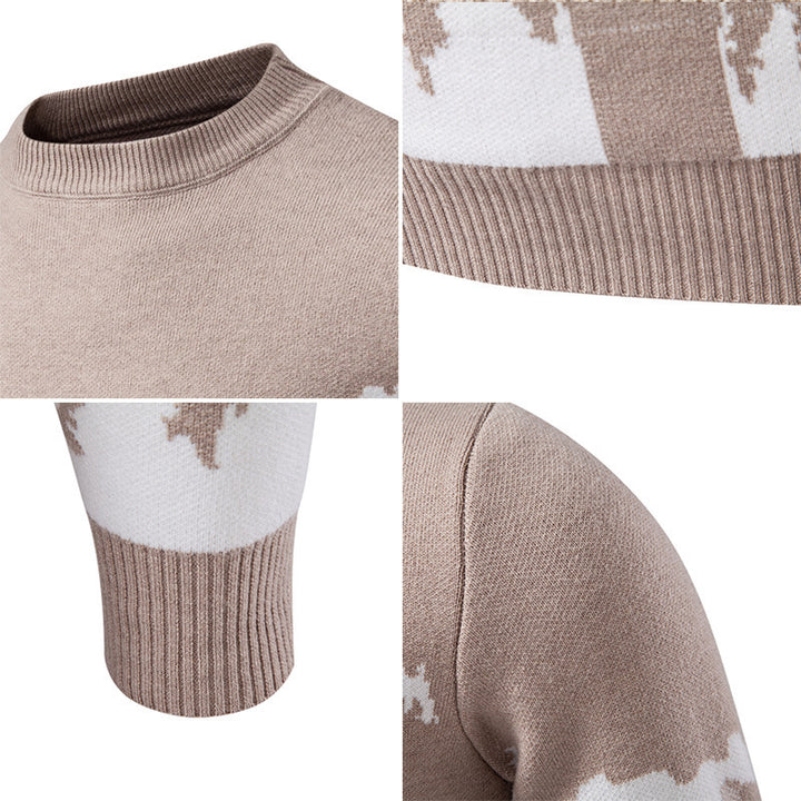 Herren Strickpullover mit Bergmotiv und hohem Kragen Echoarchiv