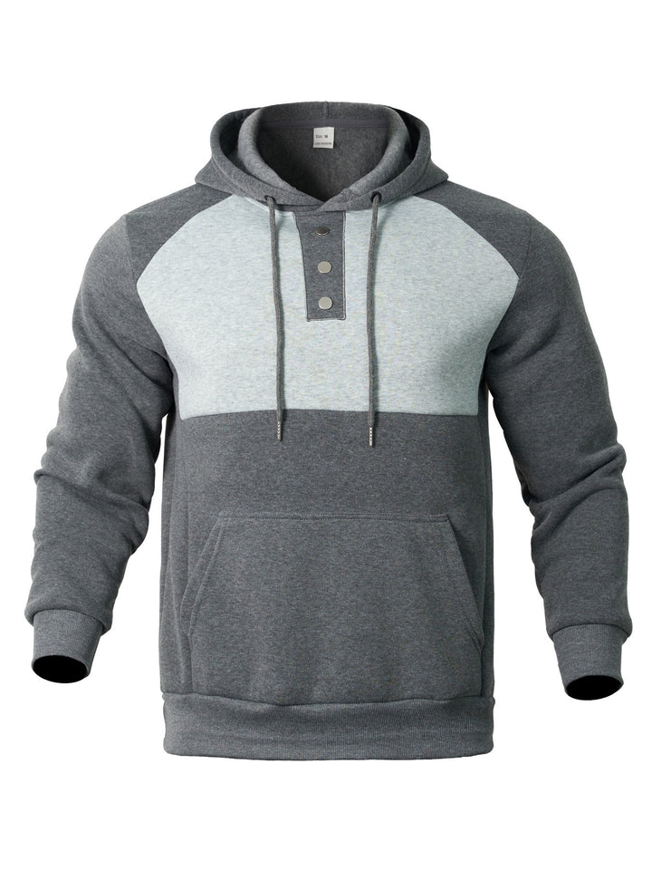 Herren Hoodie mit modernem Knopfverschluss und gestreiftem Design Echoarchiv