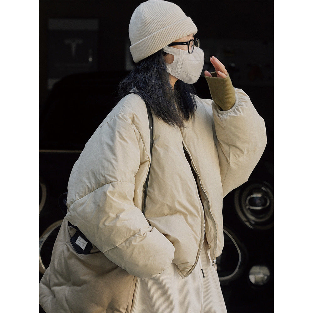 Damen Kurze Oversize-Steppjacke mit Tunnelzugbund und gerippten Ärmelbündchen Echoarchiv