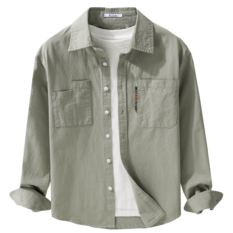 Herren Leichtes Baumwoll-Overshirt mit Doppel-Brusttaschen und Kentkragen Echoarchiv