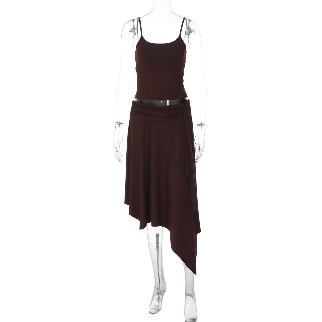Damen Lässiges Sommerkleid mit asymmetrischem Saum und verstellbaren Trägern Echo Archiv