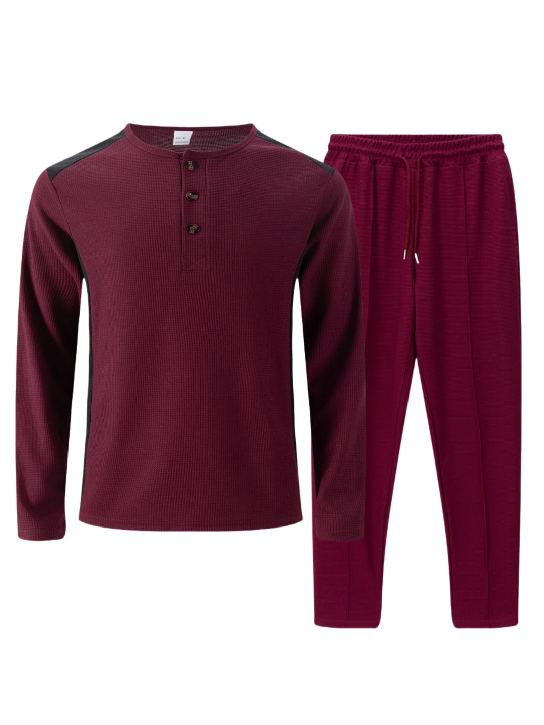 Herren Freizeitanzug mit elegantem Henley-Oberteil und komfortablen Jogginghosen Echoarchiv