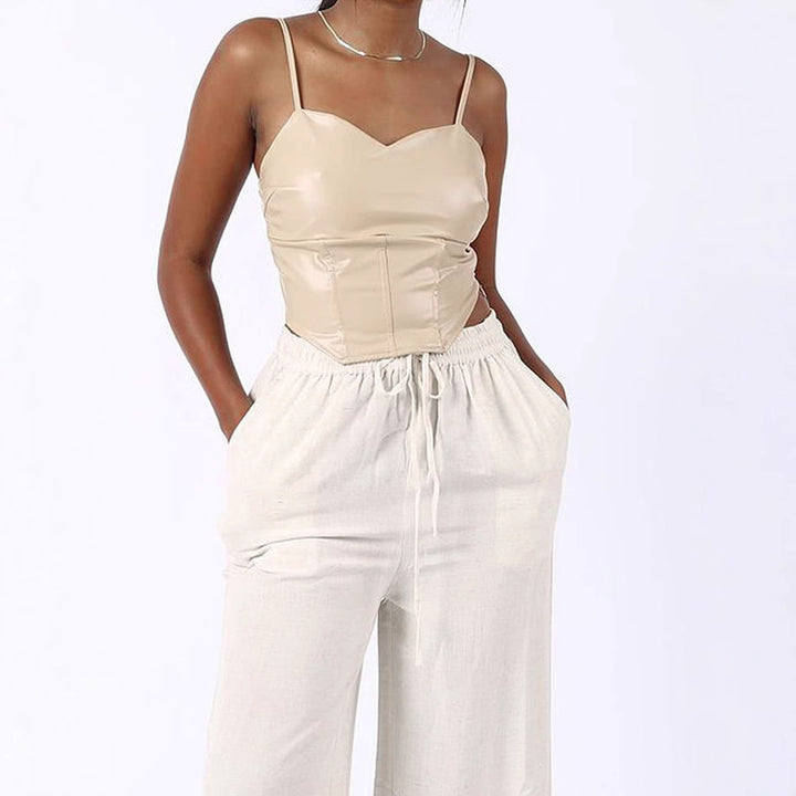 Damen Cropped Top mit elegantem V-Ausschnitt und figurbetonter Passform Echo Archiv