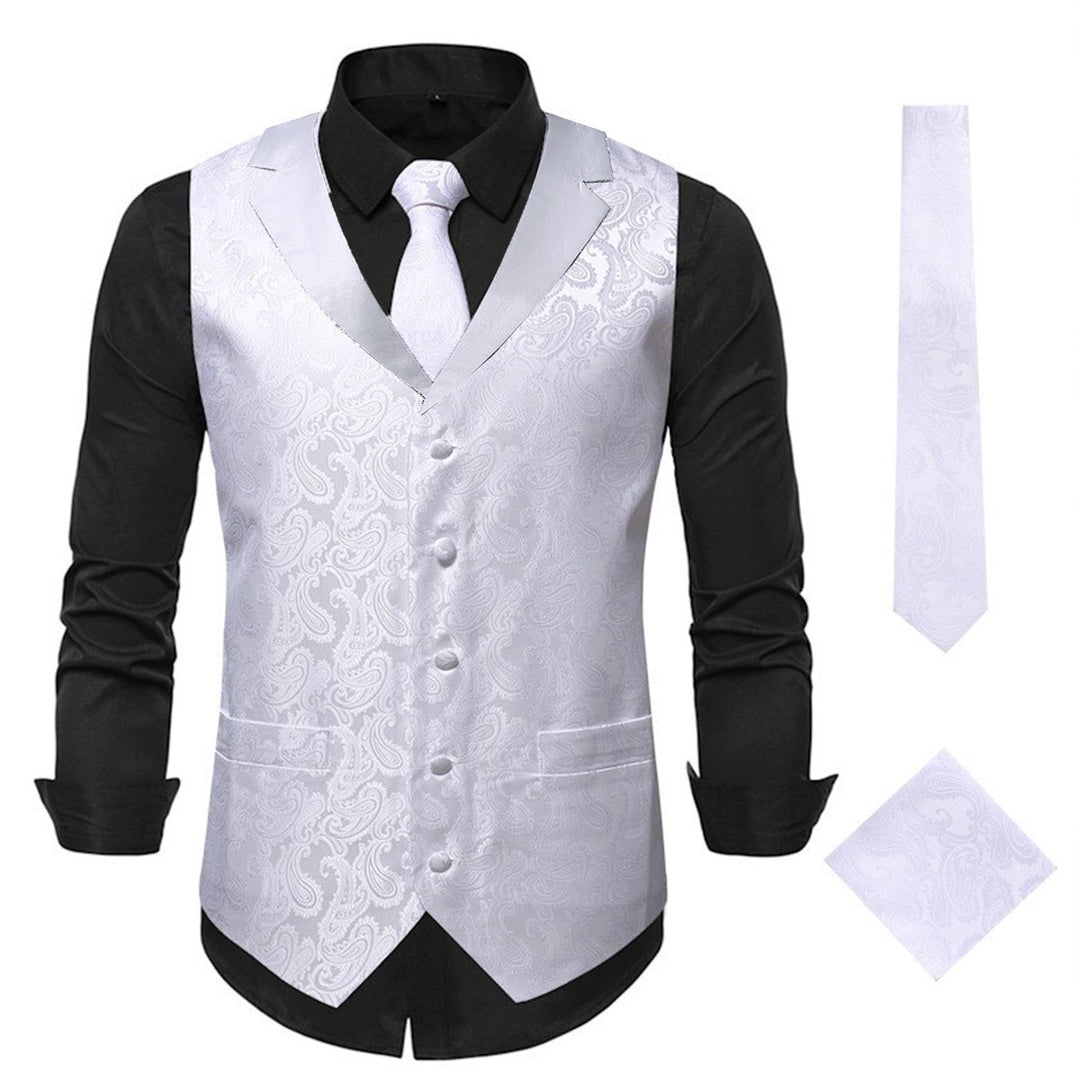 Herren elegante Weste mit floralem Jacquard-Muster und passendem Krawatten-Set Echoarchiv