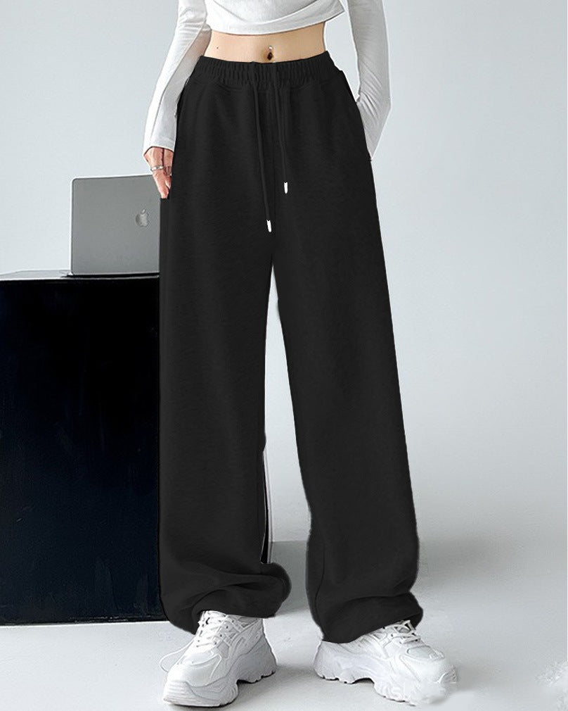 Damen nan extraweite Palazzo-Sweathose mit hohem Komfortbund, seitlichen Eingrifftaschen, Schlitz am Saum und Kordelzug Echo Archiv