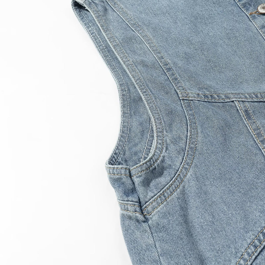 Damen Jeansweste mit Stehkragen, durchgehender Knopfleiste und aufgesetzten Taschen Echo Archiv