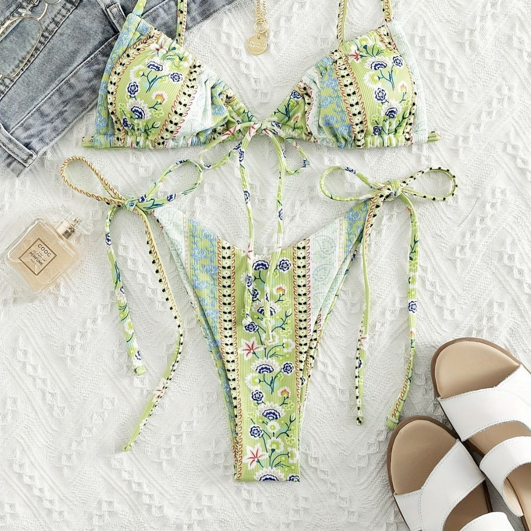 Damen Triangel-Bikini mit verspieltem Design und verstellbaren Trägern Echo Archiv