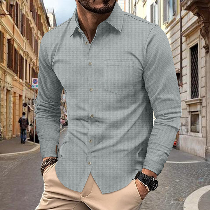 Herren elegantes Langarmhemd mit strukturiertem Design Echoarchiv