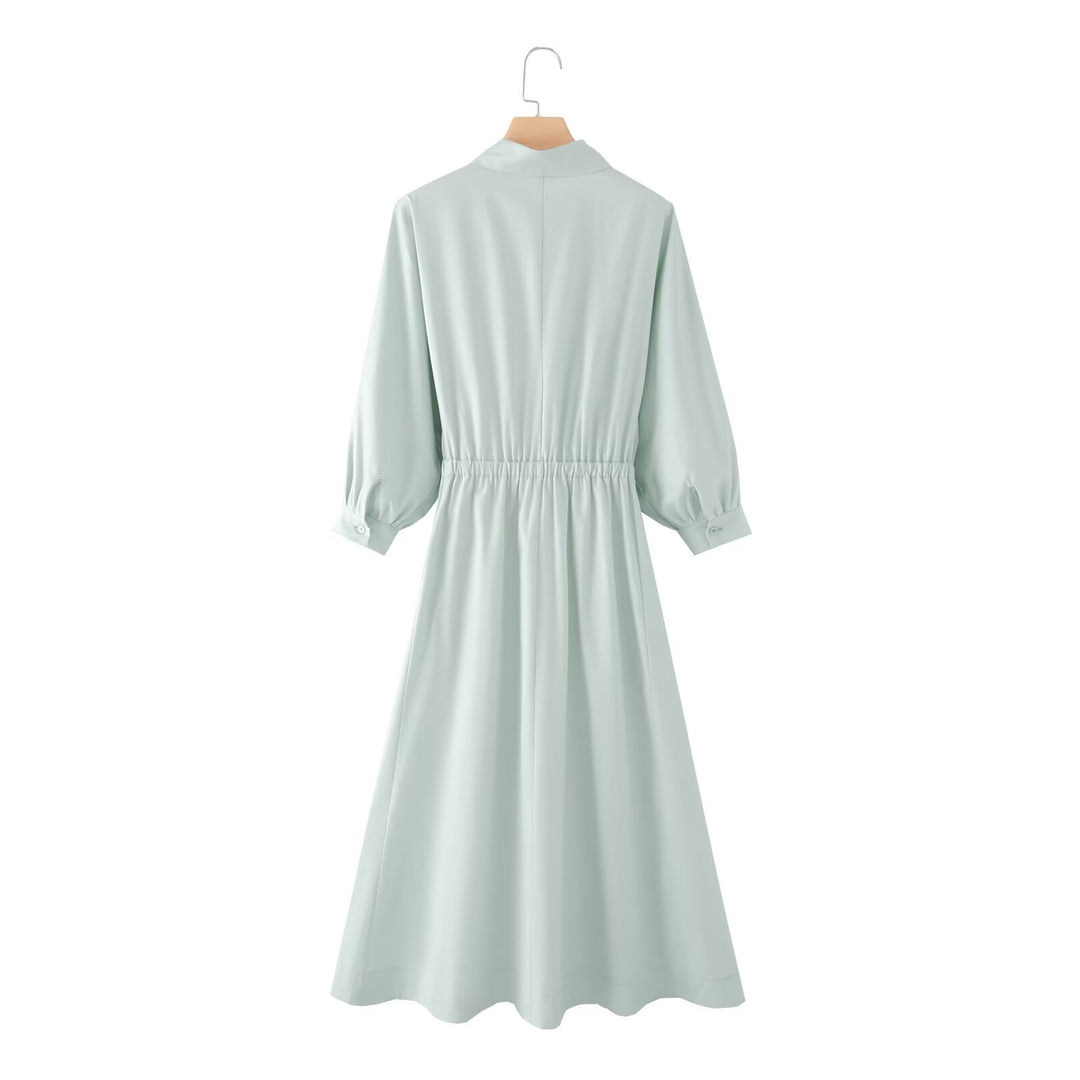 Damen Hemdblusenkleid mit ausgestellt-gebogtem Rock, 3/4-Ärmeln und Taillengürtel Echo Archiv