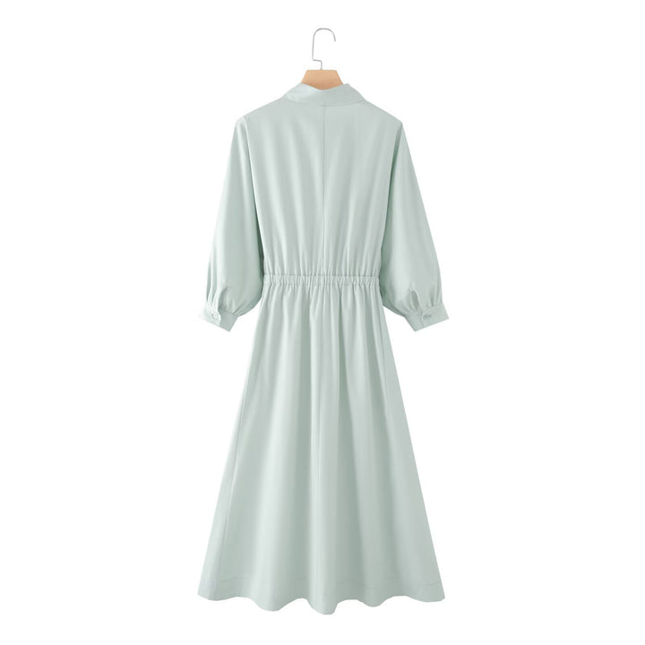 Damen Hemdblusenkleid mit ausgestellt-gebogtem Rock, 3/4-Ärmeln und Taillengürtel Echo Archiv