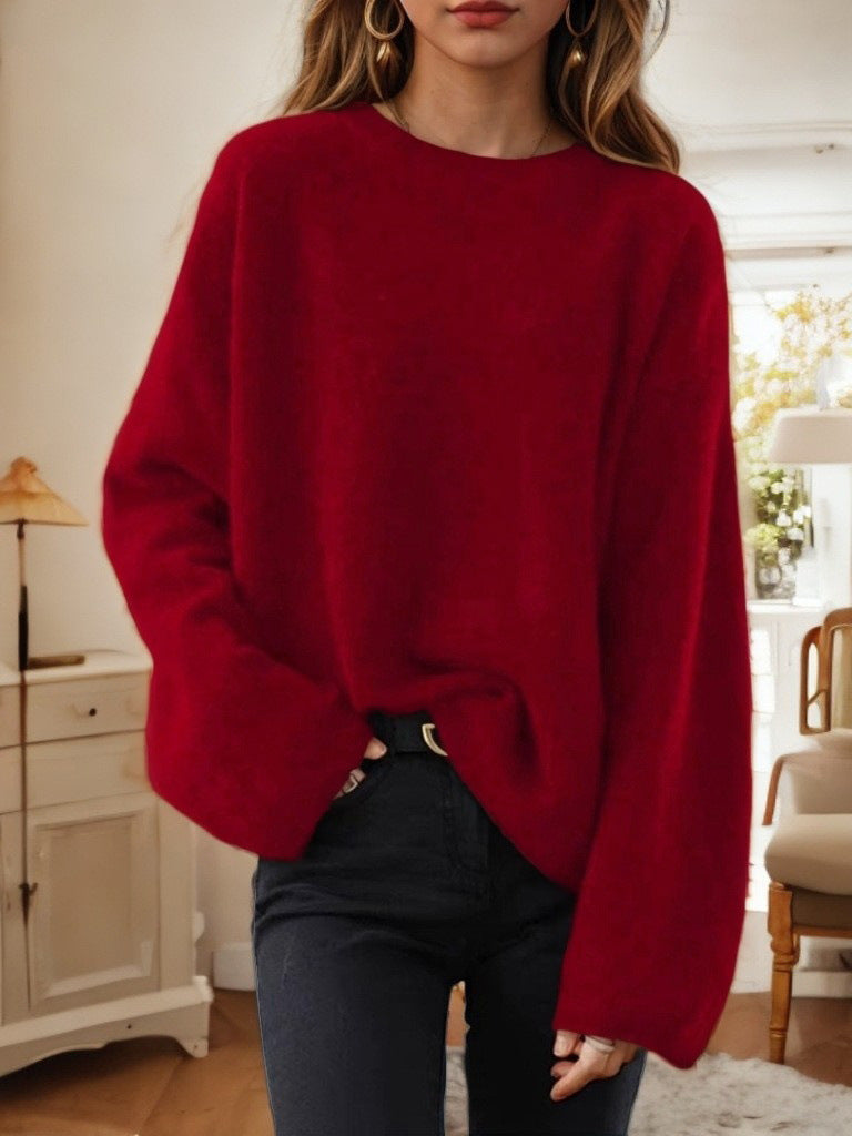 Damen nan lässiger Oversize-Strickpullover mit Rundhalsausschnitt und überschnittener Schulterpartie Echo Archiv