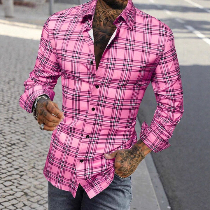 Herren Langarmhemd mit modernem Karomuster und slim fit Schnitt Echoarchiv