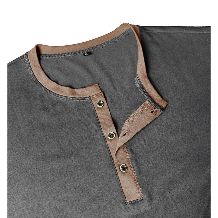 Herren Langarm-Hemd mit modischem Henley-Ausschnitt Echoarchiv
