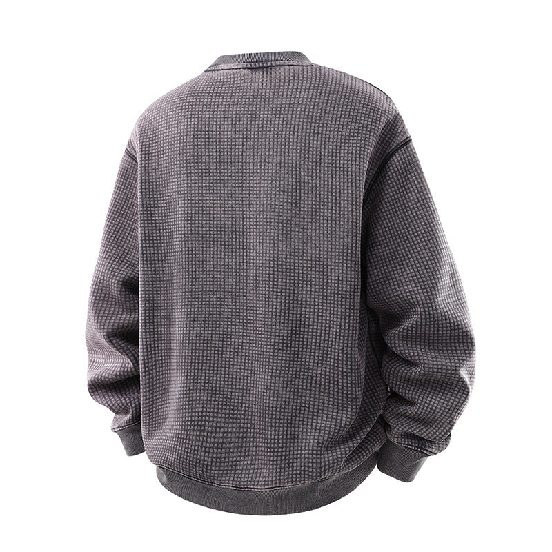Herren Oversize-Waffelstruktur-Sweatshirt mit Rundhals und gerippten Bündchen Echo Archiv