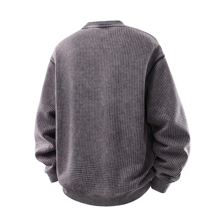 Herren Oversize-Waffelstruktur-Sweatshirt mit Rundhals und gerippten Bündchen Echo Archiv