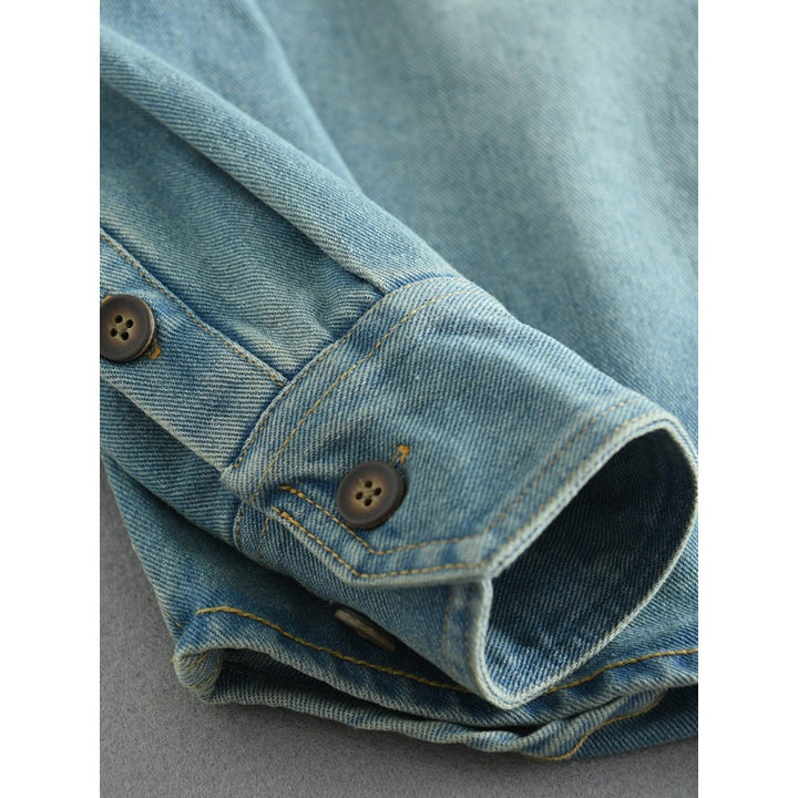 Unisex Overshirt aus gewaschenem Denim mit Relaxed‑Schnitt und Pattentaschen Echoarchiv