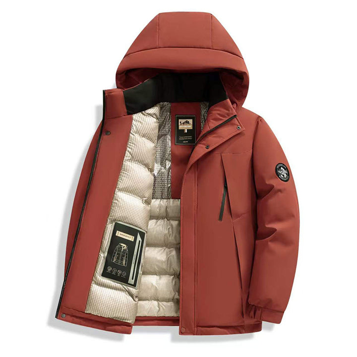 Herren Winddichte Thermo-Parka mit abnehmbarer Kapuze, Stehkragen & versteckten Reißverschlusstaschen Echoarchiv