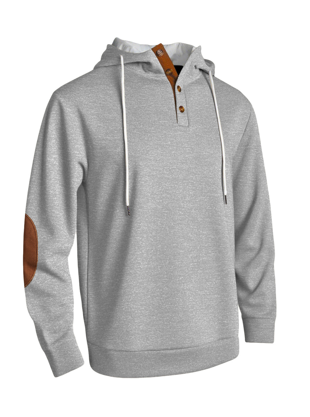 Herren Kapuzenpullover mit modernem Knopfleisten-Design und verstärkten Ellbogenpatches Echoarchiv