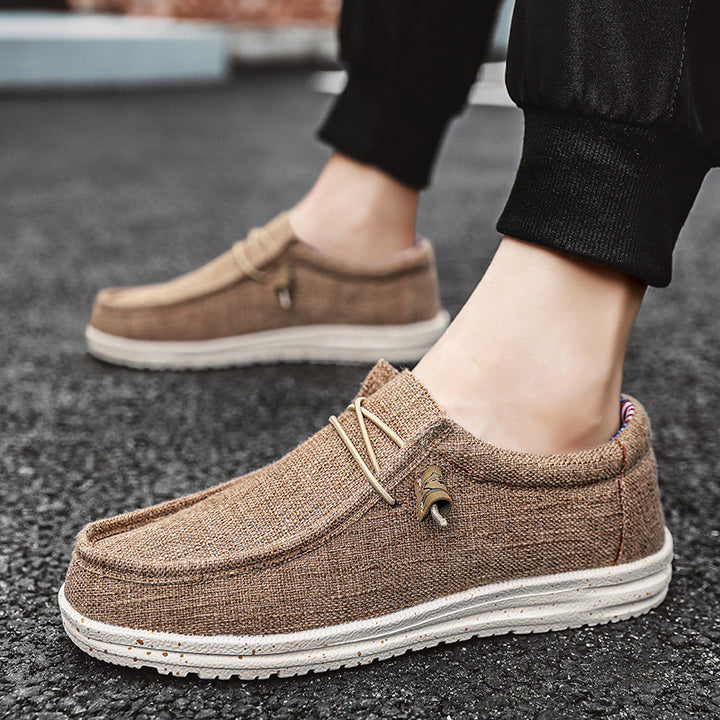 Unisex nan melierter Strick-Mokassin-Slipper mit elastischem Kordelzug und gedämpfter EVA-Laufsohle Echo Archiv