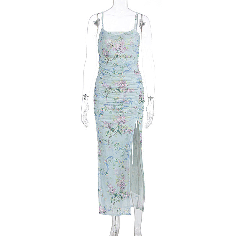 Damen Maxikleid mit floralen Mustern und Seitenschlitz Echo Archiv