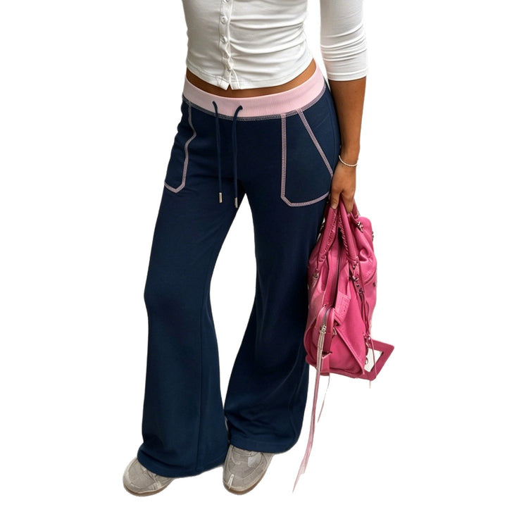 Damen Weite Lounge-Hose mit hohem Elastikbund, Kordelzug und Kontrastpaspel Echo Archiv