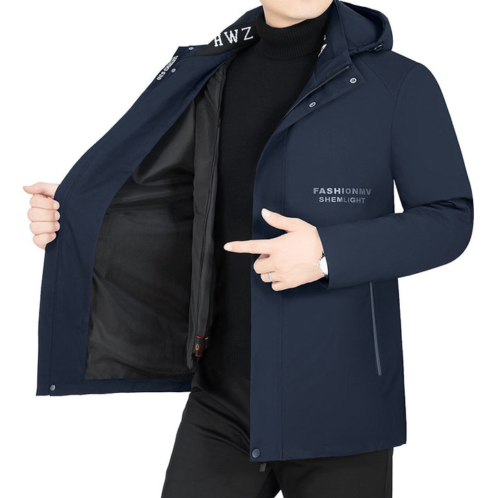 Herren Moderner Urbaner Parka mit fester Kapuze, nahtverdeckten Reißverschlüssen und leichtem Thermofutter – Taviero