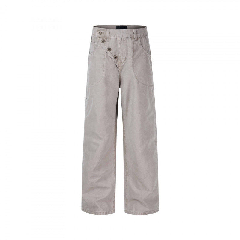 Damen Weite High-Waist-Hose mit asymmetrischer Knopfblende und aufgesetzten Taschen Echo Archiv