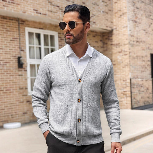 Herren Strickjacke mit modernen Details und praktischen Taschen Echoarchiv