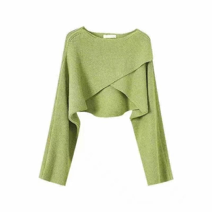 Damen lässiger Cropped-Pullover mit asymmetrischem Schnitt und strukturierter Oberfläche Echoarchiv
