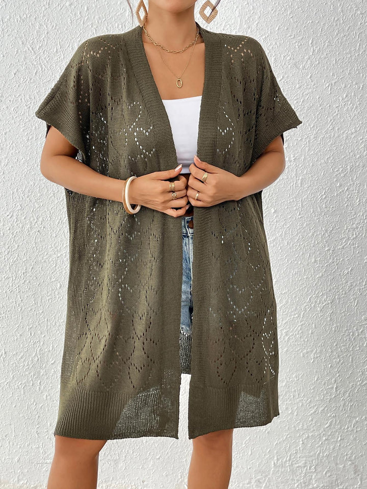 Damen luftiger Strick-Kimono mit floralem Lochmuster Echo Archiv