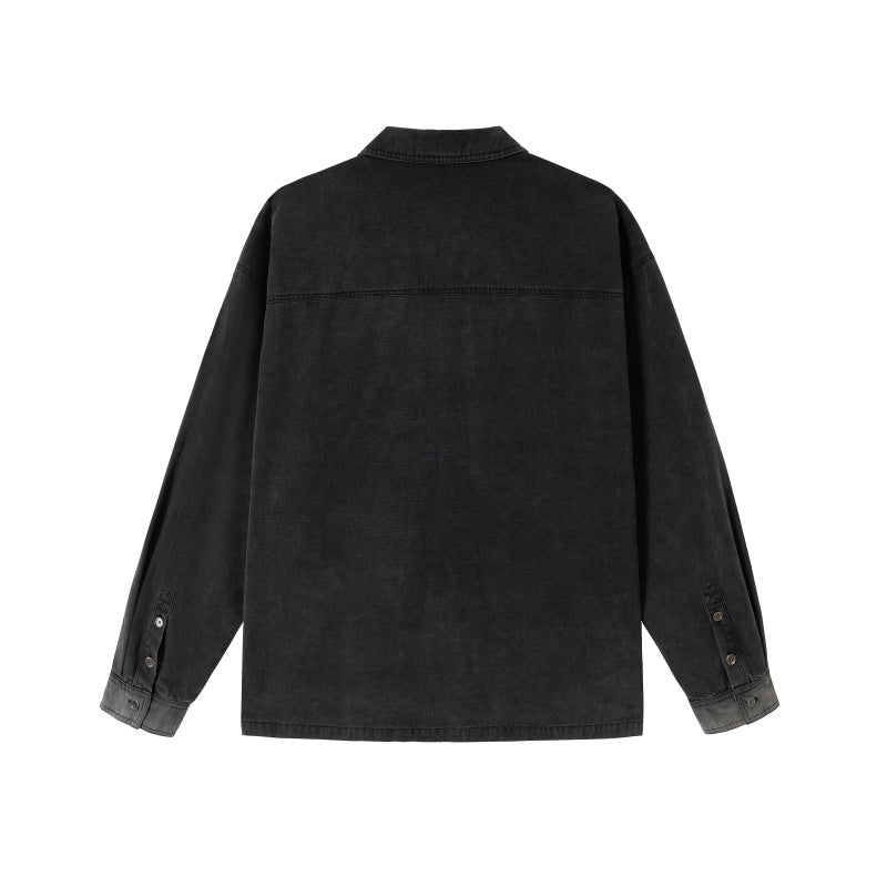 Herren Overshirt aus Denim mit aufgesetzten Pin-Patches und Used-Details Echoarchiv
